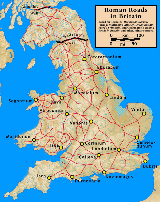 a map of Roman roads in England